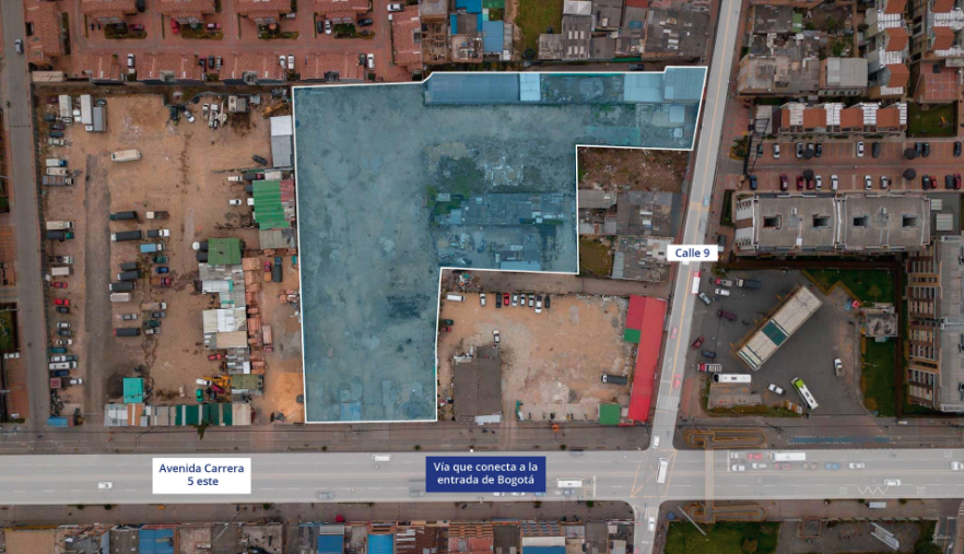 Vista aérea del lote en Funza sobre la Carrera 9